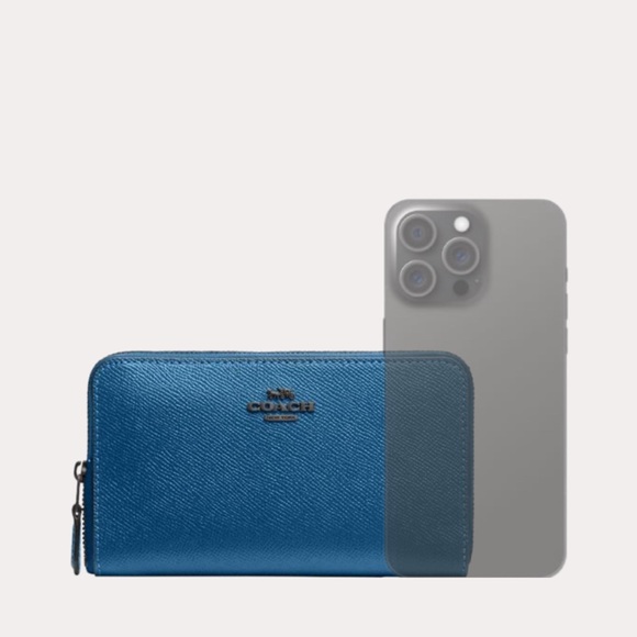 Authentic COACH 1941 crossgrain leather zip around phone card wallet - Picture 3 of 13